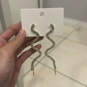 gold and cubic zirconia dangle earrings